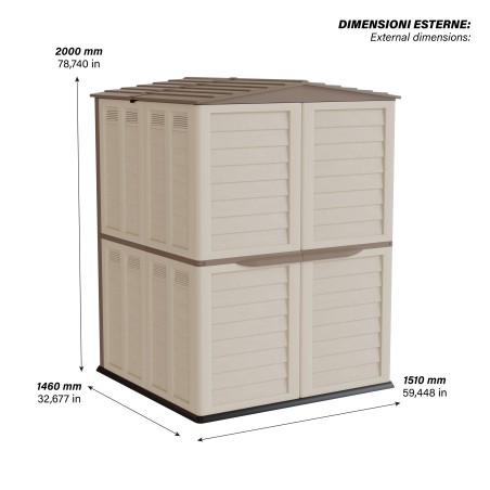 Abri de Jardin Extérieur Beige - Cabanon de Jardin avec plancher 151x146x200 - Rangement Outils, Vélos ARTPLAST