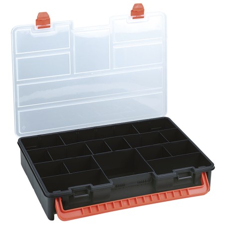 Boîte de rangement professionnelle Organiseur 23 compartiments amovibles Noir Orange 44.3 x 31.7 x 8 cm ARTPLAST