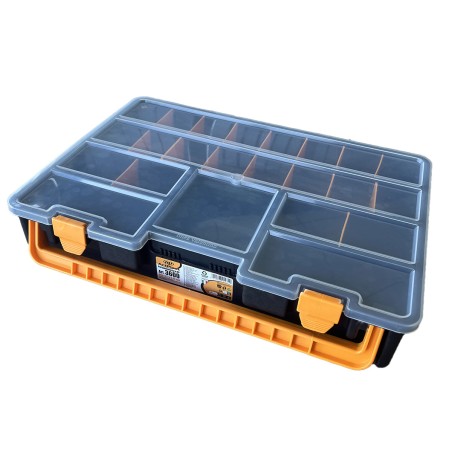 Boîte de rangement professionnelle Organiseur 23 compartiments amovibles Noir Orange 44.3 x 31.7 x 8 cm ARTPLAST