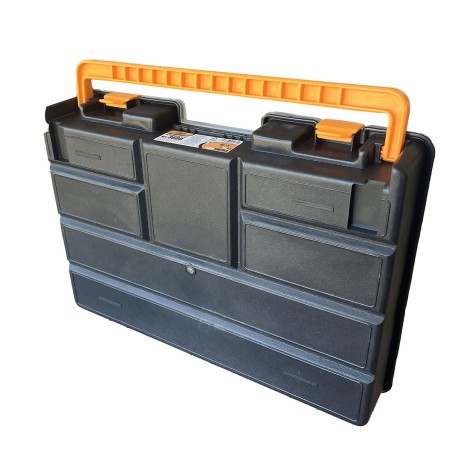 Boîte de rangement professionnelle Organiseur 23 compartiments amovibles Noir Orange 44.3 x 31.7 x 8 cm ARTPLAST