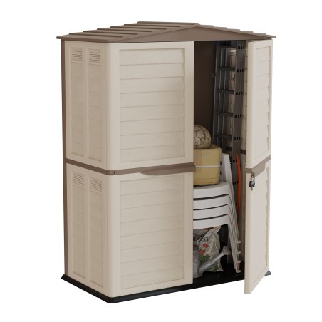 Abri de jardin Beige Extérieur 2 portes 151x83xH200cm Cabanon de jardin plancher intégré Rangement mobilier de jardin Art Plast