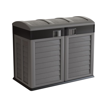 Cache Poubelles 2 portes Gris - Tri sélectif Extérieur - Abri Poubelle Design pour Terrasse et Jardin 1500L INTEC