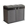 Cache Poubelles 2 portes Gris - Tri sélectif Extérieur - Abri Poubelle Design pour Terrasse et Jardin 1500L INTEC