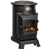 Poêle à gaz fonte 3.4kW Noir Effet feu Chauffage d'appoint gaz Autonomie 60h-93h INTEC