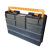 Boîte de rangement professionnelle Organiseur 23 compartiments amovibles Noir Orange 44.3 x 31.7 x 8 cm INTEC