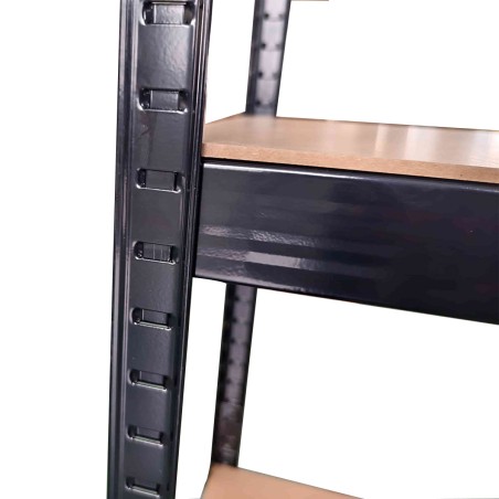 Etagère de Garage 5 tablettes Bois MDF 120xP45xH180 cm Charges lourdes 300Kg Structure Acier Rangement Rayonnage BRIXO