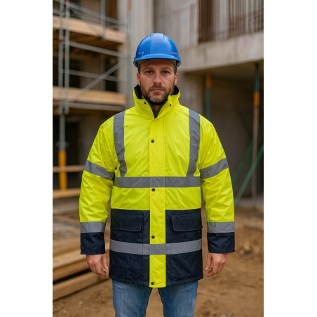 Veste jaune FLUO Taille L Parka avec Bande réfléchissante haute visibilité  100% polyester VITO