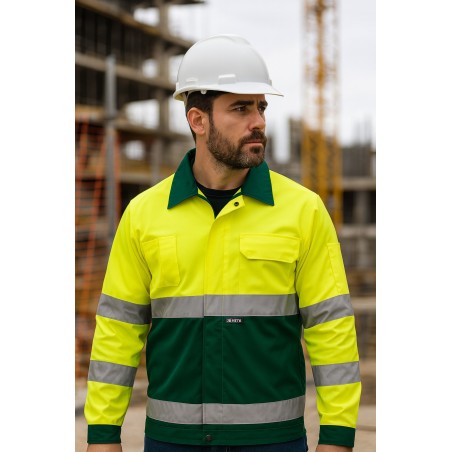 Blouson de travail Jaune FLUO Taille L Veste 5 poches haute visibilité VITO