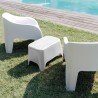 Table basse de jardin 59x 39x 36cm Blanche Avec couvercle Extérieur / Intérieur TOOMAX