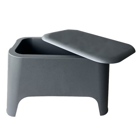 Table basse de jardin 59x 39x 36cm Anthracite Avec couvercle Extérieur / Intérieur TOOMAX