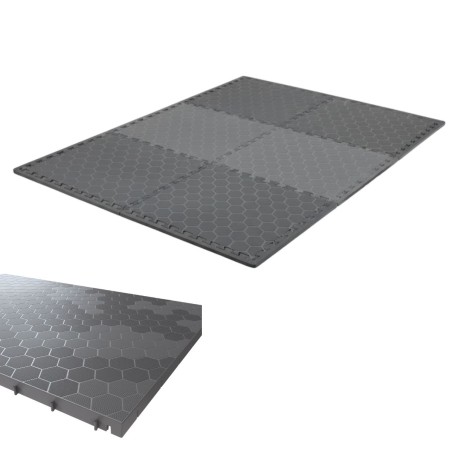 Lot de 6 Dalles de sol Clipsables Grises 116x76x3 cm Rectangulaire Polypropylène Revêtement de Sol Modulable 4.61m2 INTEC